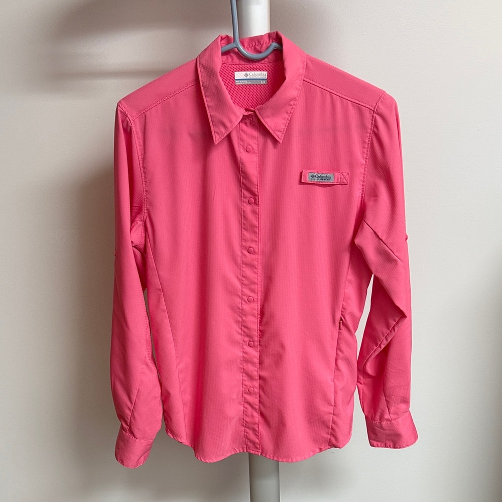 Columbia Omni-Shade Hot Pink Long-Sleeve Lightweight Shirt, Women's Small